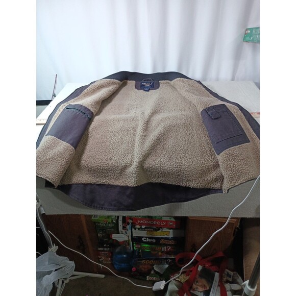 Smith’s Workwear Sherpa Lined Canvas Vest L Brown Zip Front Utility Outdoor - Picture 4 of 13